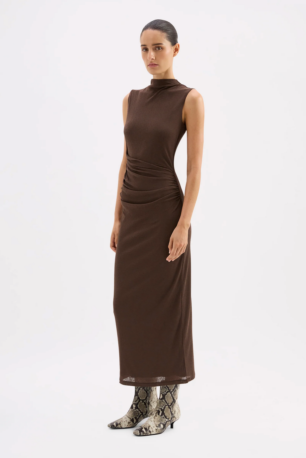 SARA MESH DRESS | WALNUT