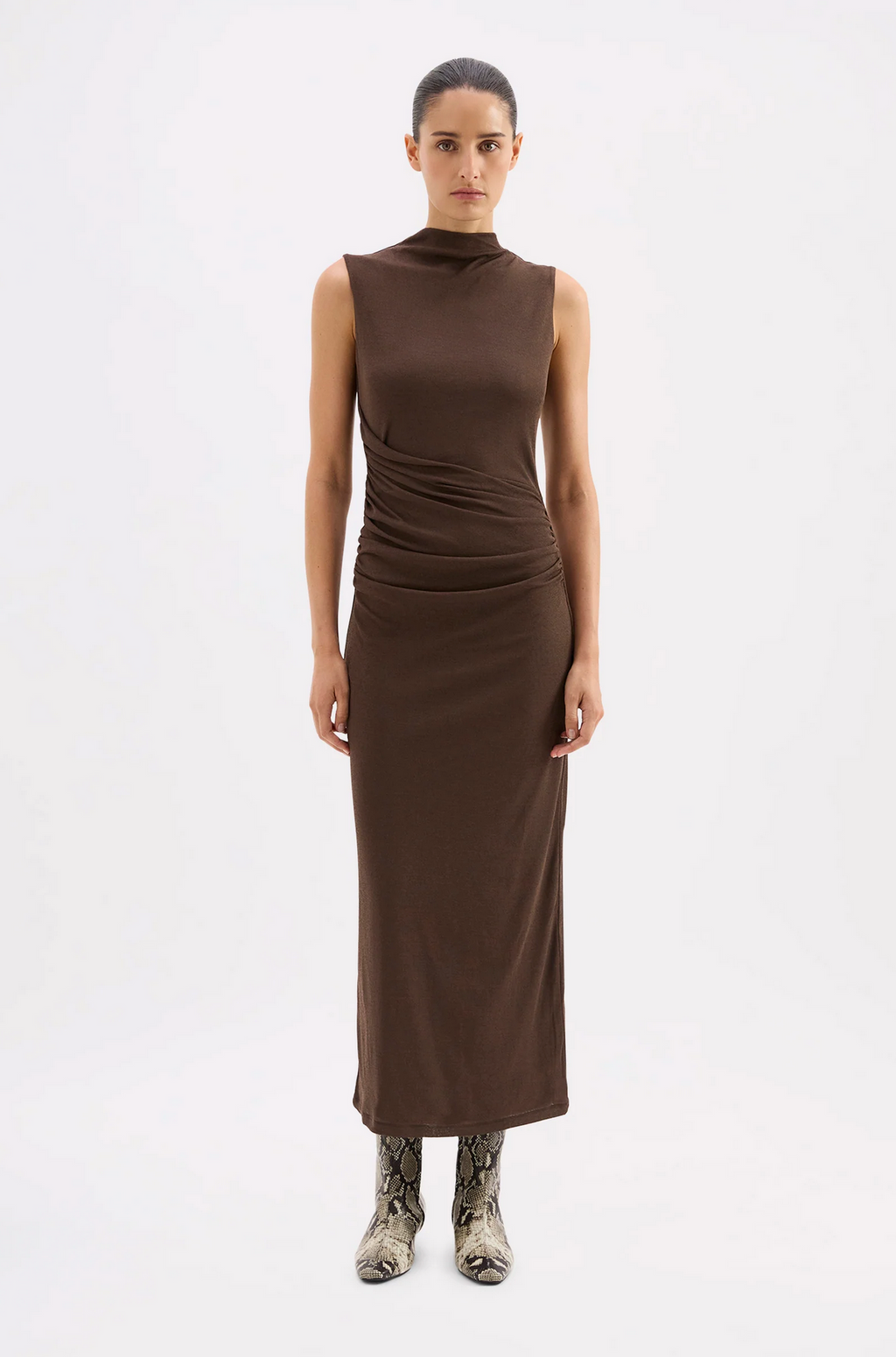 SARA MESH DRESS | WALNUT