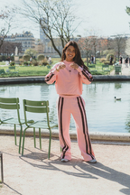 AJ LOGO STRIPE TRACKPANT | ROSE QUARTZ