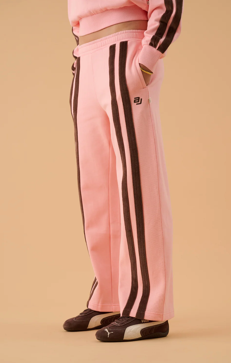 AJ LOGO STRIPE TRACKPANT | ROSE QUARTZ