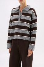 MAIA RUGBY KNIT | CHARCOAL STRIPE