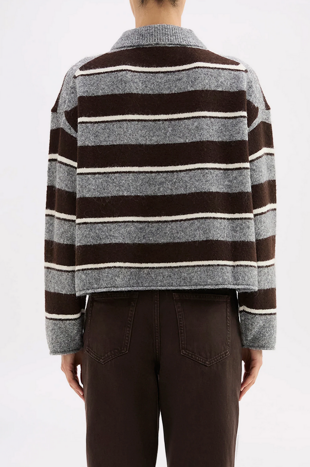 MAIA RUGBY KNIT | CHARCOAL STRIPE