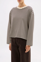 ORGANIC STRIPE LS TEE | ESPRESSO STRIPE