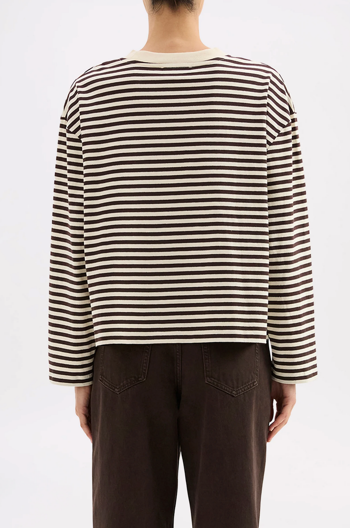 ORGANIC STRIPE LS TEE | ESPRESSO STRIPE