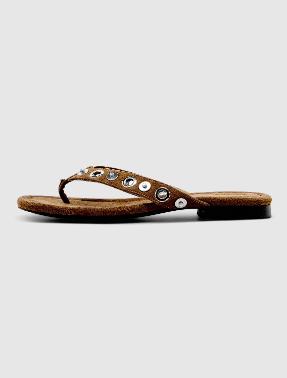 Brie Leon Eyelet Sandal Chestnut