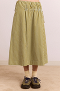 Damson Madder Caspia Volume Midi Skirt | Basil Stripe