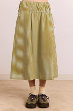 Damson Madder Caspia Volume Midi Skirt | Basil Stripe