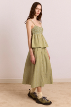 Damson Madder Caspia Volume Midi Skirt | Basil Stripe