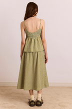 Damson Madder Caspia Volume Midi Skirt | Basil Stripe