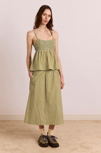 Damson Madder Caspia Volume Midi Skirt | Basil Stripe