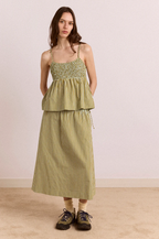 Damson Madder Caspia Volume Midi Skirt | Basil Stripe