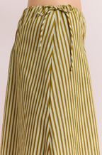 Damson Madder Caspia Volume Midi Skirt | Basil Stripe