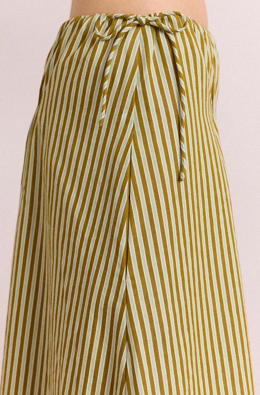 Damson Madder Caspia Volume Midi Skirt | Basil Stripe