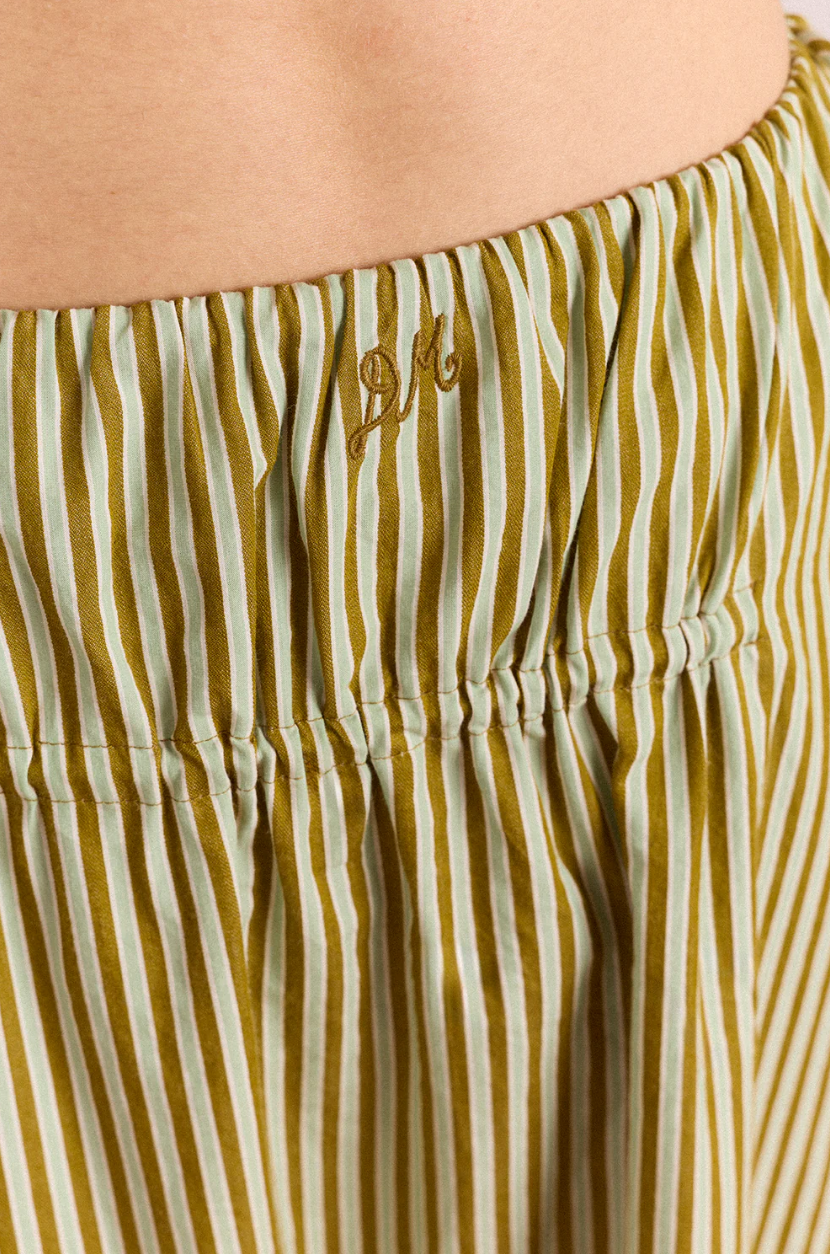 Damson Madder Caspia Volume Midi Skirt | Basil Stripe