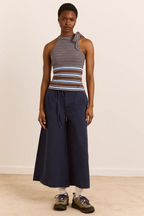 Damson Madder Oriana High Neck Tank Blue Stripe