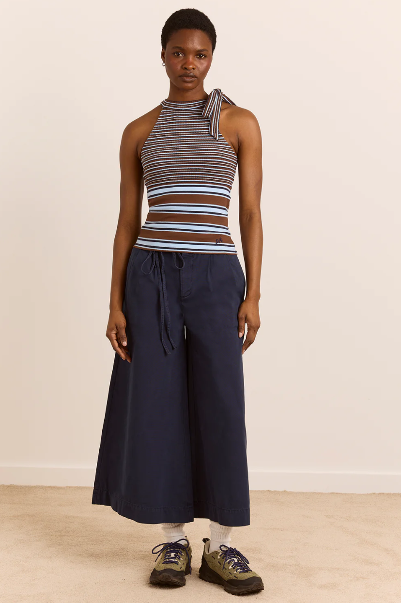 Damson Madder Oriana High Neck Tank Blue Stripe