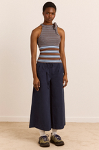 Damson Madder Oriana High Neck Tank Blue Stripe