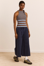 Damson Madder Oriana High Neck Tank Blue Stripe