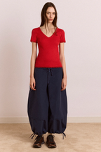 Damson Madder Paige V-Neck Tee Red