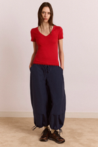 Damson Madder Paige V-Neck Tee Red