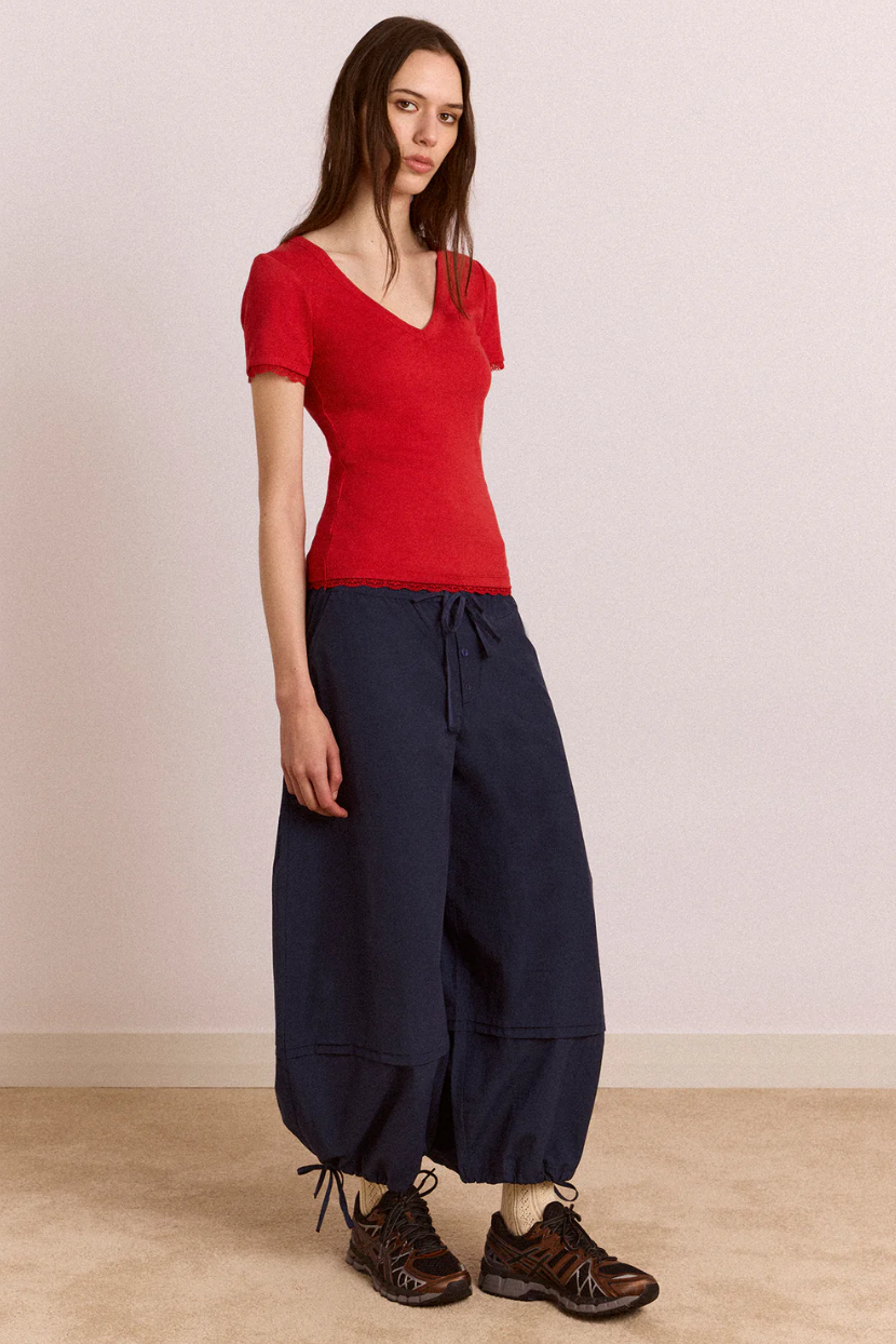 Damson Madder Paige V-Neck Tee Red
