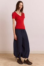 Damson Madder Paige V-Neck Tee Red