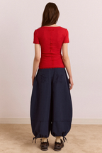 Damson Madder Paige V-Neck Tee Red