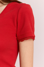 Damson Madder Paige V-Neck Tee Red