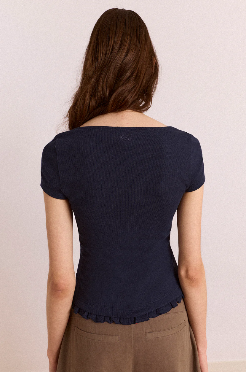 Damson Madder Posie Short Sleeve Top Navy