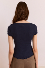 Damson Madder Posie Short Sleeve Top Navy