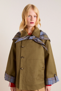 Damson Madder Jerry Crop Trench Coat Olive