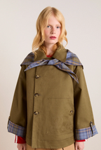 Damson Madder Jerry Crop Trench Coat Olive