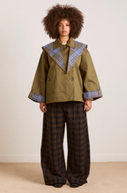 Damson Madder Jerry Crop Trench Coat Olive
