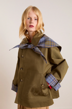 Damson Madder Jerry Crop Trench Coat Olive