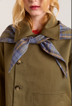 Damson Madder Jerry Crop Trench Coat Olive