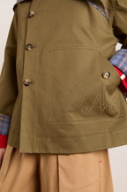 Damson Madder Jerry Crop Trench Coat Olive