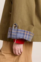 Damson Madder Jerry Crop Trench Coat Olive