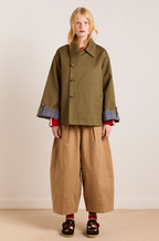 Damson Madder Jerry Crop Trench Coat Olive
