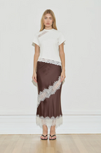 Maison Essentiele Silk Lace Midi Chocolate Cream Lace