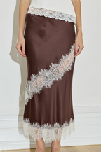 Maison Essentiele Silk Lace Midi Chocolate Cream Lace
