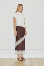 Maison Essentiele Silk Lace Midi Chocolate Cream Lace