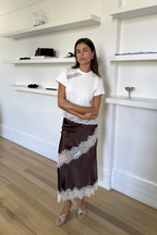 Maison Essentiele Silk Lace Midi Chocolate Cream Lace