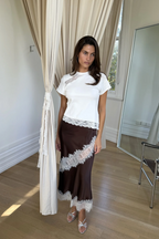 Maison Essentiele Silk Lace Midi Chocolate Cream Lace