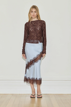 Maison Essentiele Silk Lace Midi Chocolate Blue Lace