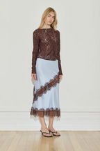 Maison Essentiele Silk Lace Midi Chocolate Blue Lace