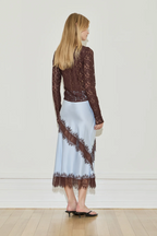 Maison Essentiele Silk Lace Midi Chocolate Blue Lace