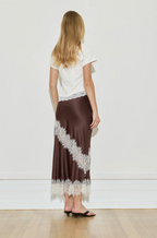Maison Essentiele Silk Lace Midi Chocolate Cream Lace