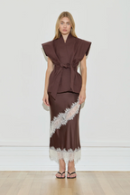 Maison Essentiele Silk Lace Midi Chocolate Cream Lace