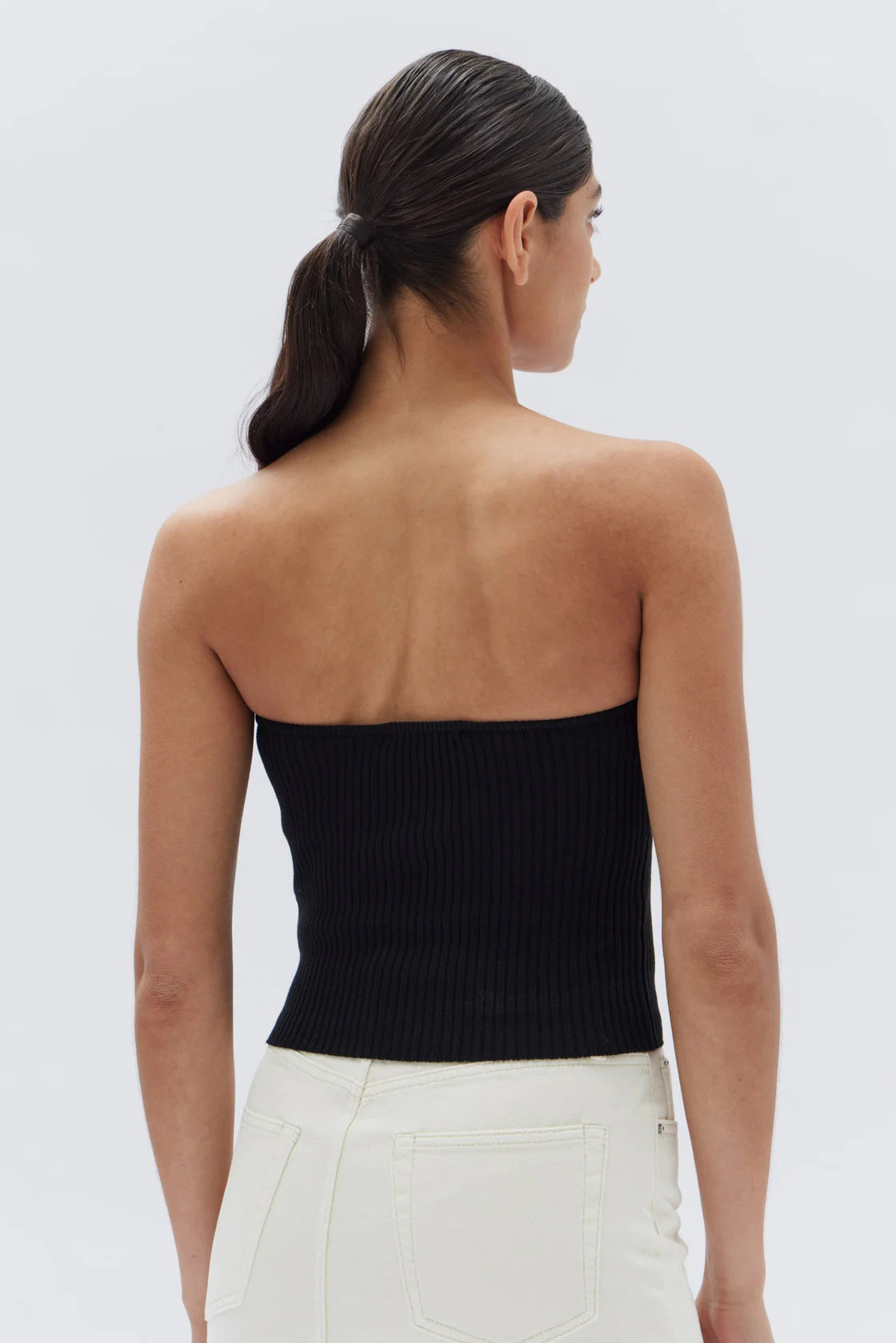 SKARA STRAPLESS RIB TOP | BLACK