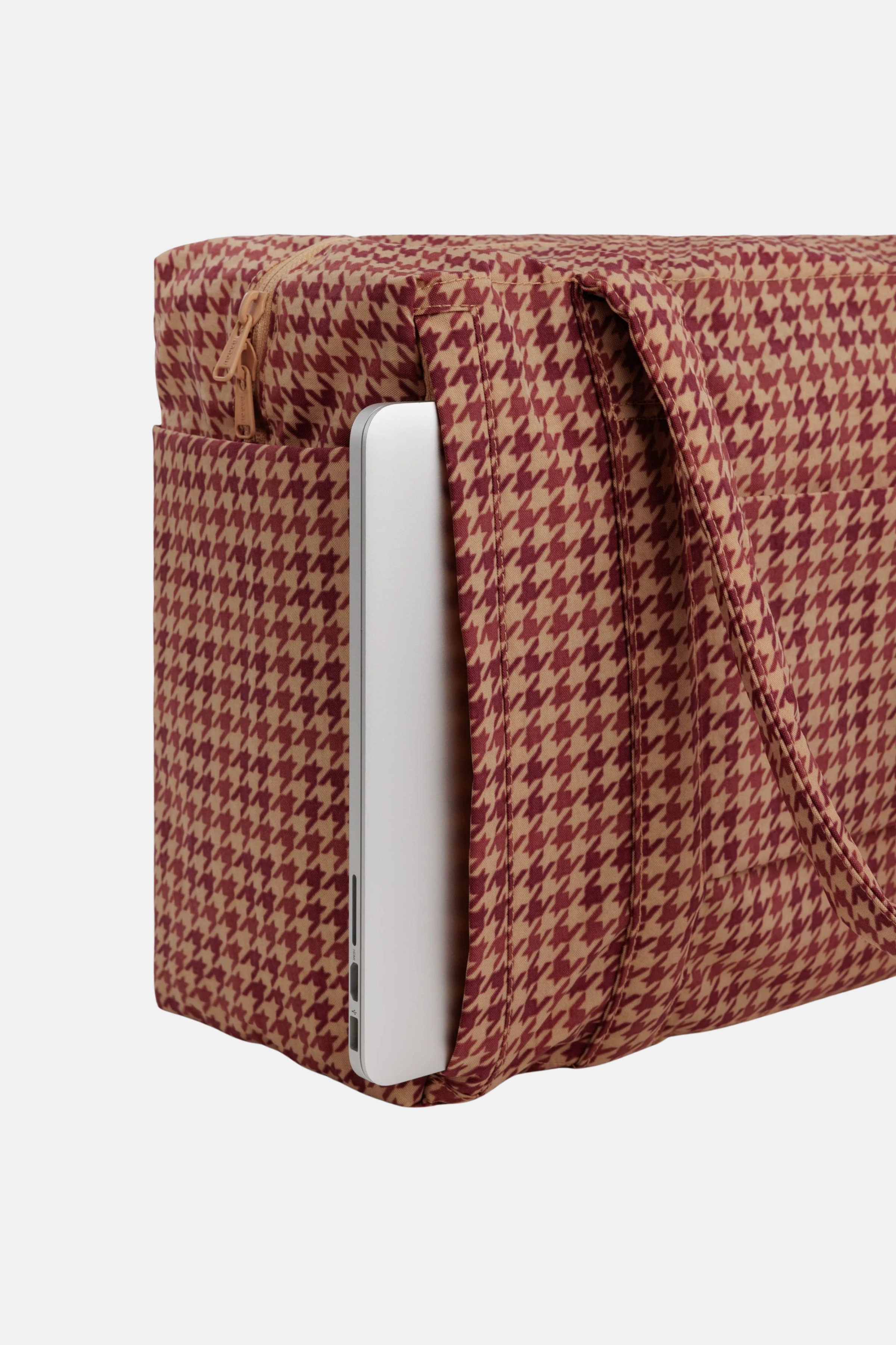 Baggu Small Cloud Carry On Tan Houndstooth